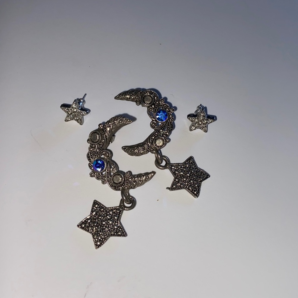 vintage moon earrings with stars